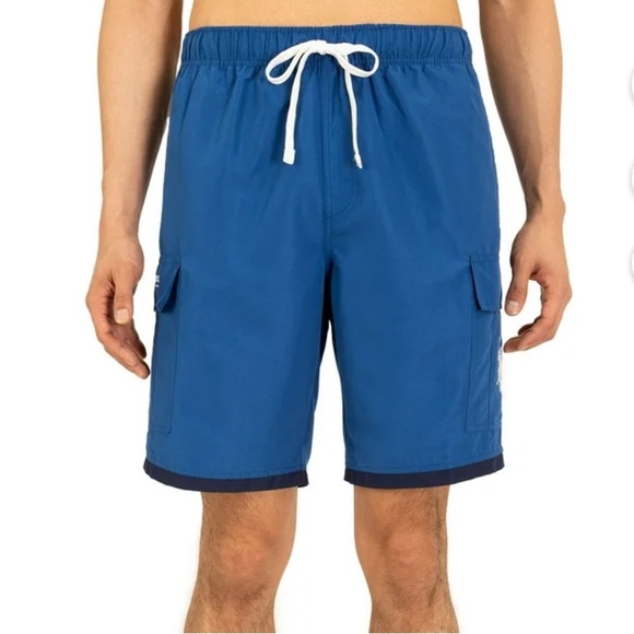 Polo Assn | Mountain Blue cargo Swim Shorts with White Drawstring - Picture 3 of 13